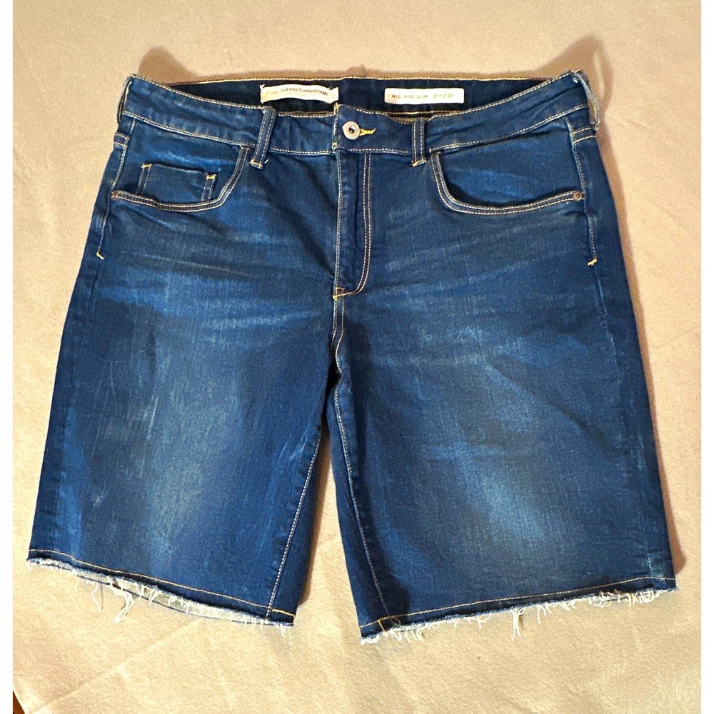 Pilcro and the Letterpress Women's Mid-Rise Slim Denim Bermuda Shorts 32 Blue